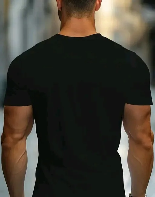 Men's Paris Print Color Block Crew Neck Short Sleeve Premium Cotton T-Shirt for All Seasons