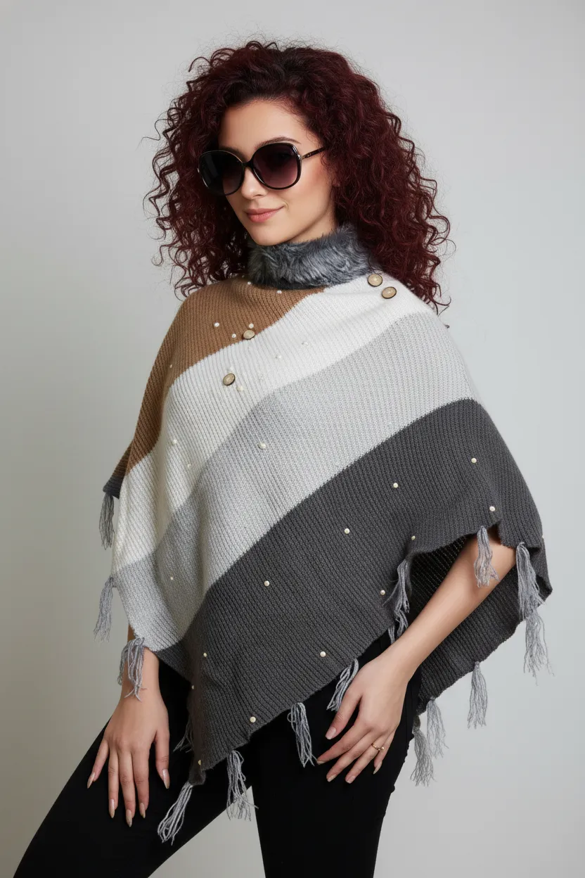 Women Winter Poncho | Designer Wool Poncho