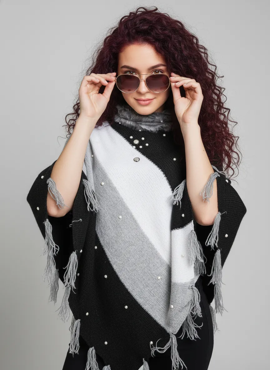 Women Winter Poncho | Designer Wool Poncho