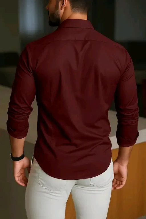 Men’s Solid Slim Fit Casual Shirt – Full Sleeve Cotton Blend Shirt for Daily & Party Wear
