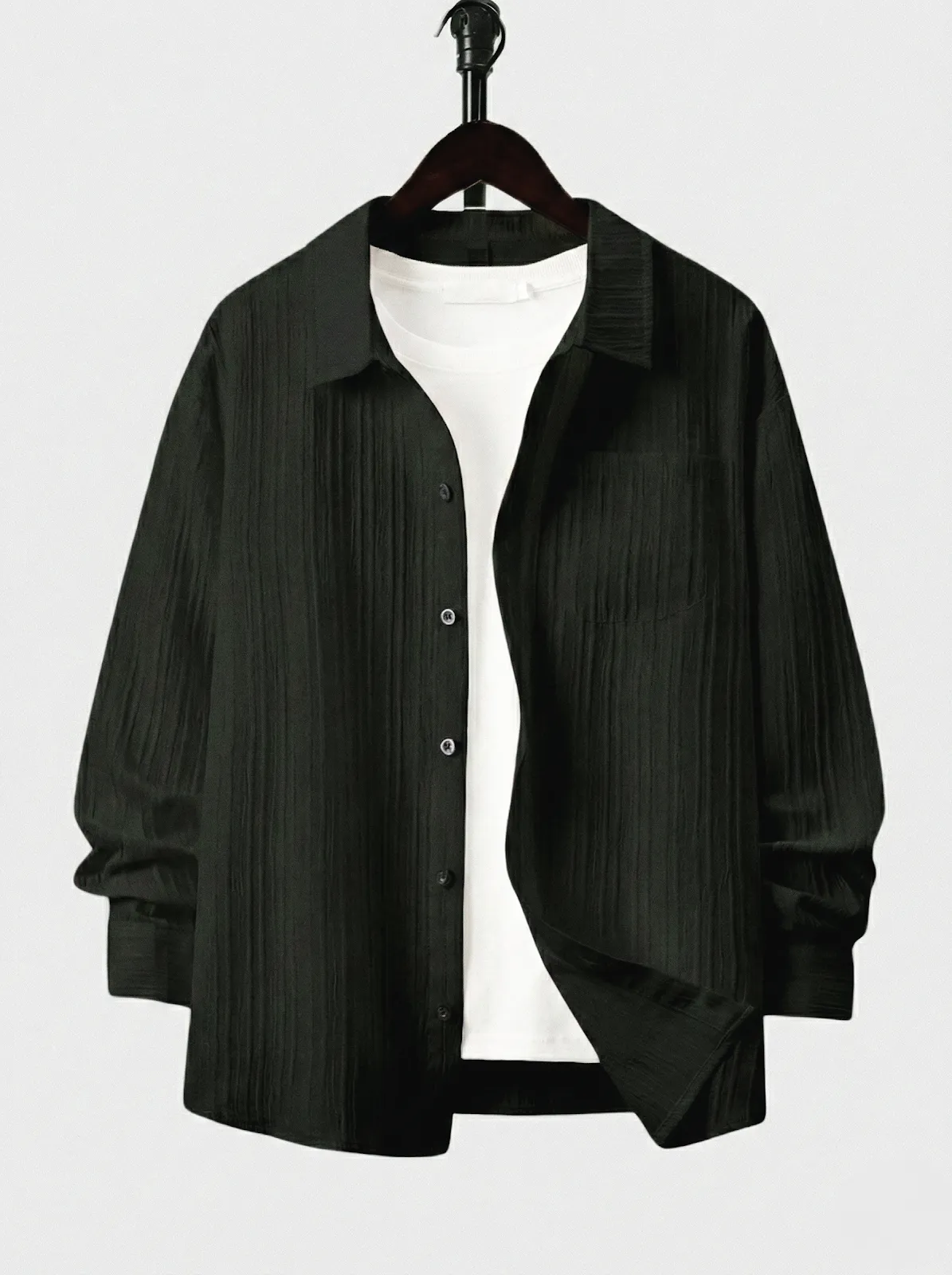 Men’s Striped Solid Popcorn Shirt (Pack of 2)
