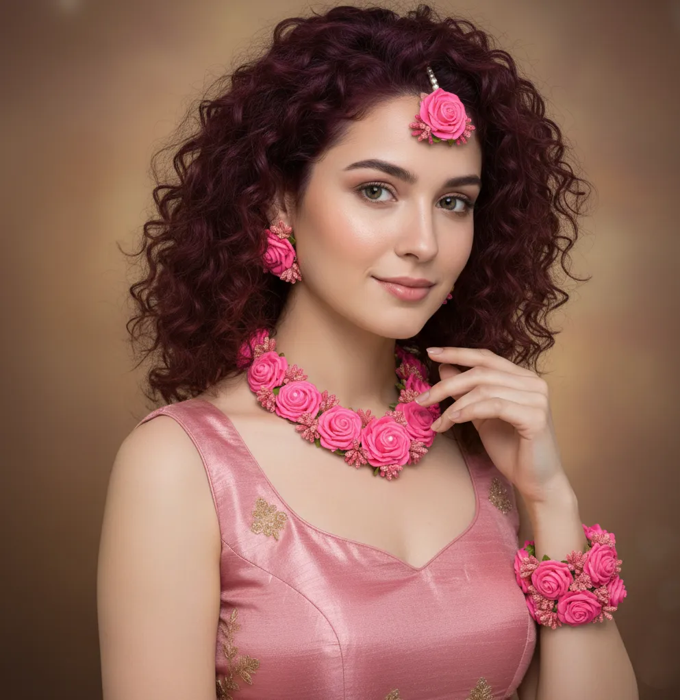 Moti Bridal Yellow Artificial Flower Jewellery Set for Haldi, Turmeric, Mehendi & Baby Shower
